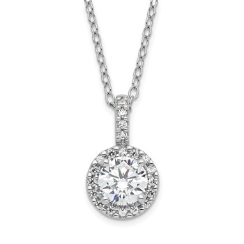 Sterling Silver Rhodium-plated Diamonore Halo 16 in w/2in ext Necklace