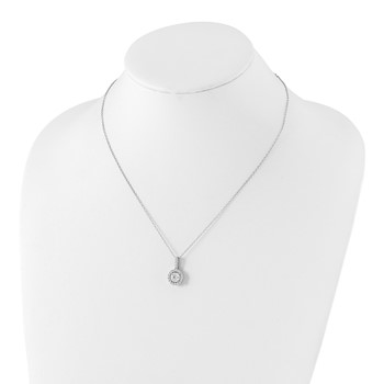 Sterling Silver Rhodium-plated Diamonore Drop Halo Necklace — alternate view