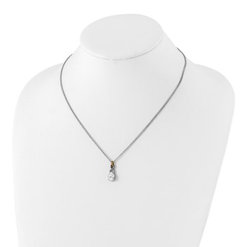 Sterling Silver Rhodium-plated Diamonore Gold-Tone Pear 2 Strand Necklace — alternate view