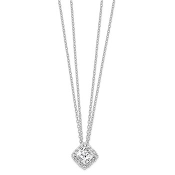 Sterling Silver Rhodium-plated Diamonore Asscher-cut 2 Strand Necklace