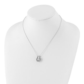 Sterling Silver Rhodium-plated Diamonore Vibrating Stone Necklace — alternate view
