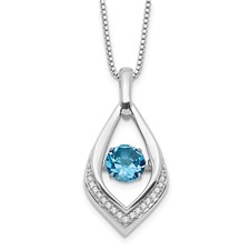 Image of SS Blue Topaz & Diamond Pend w/ Chain