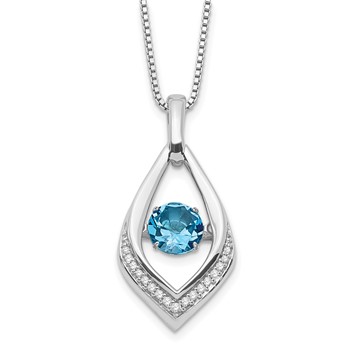 SS Blue Topaz & Diamond Pend w/ Chain — alternate view