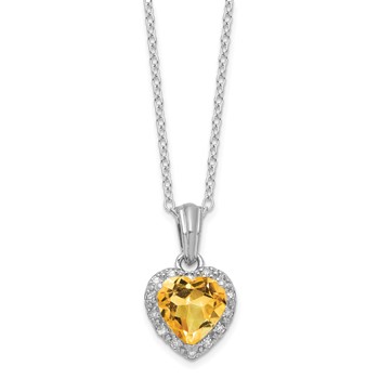 SS Citrine and Diamond Necklace