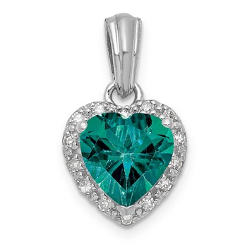 SS Created Alexandrite & Diamond Pendant