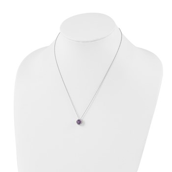Sterling Silver Amethyst and Diamond Necklace — alternate view