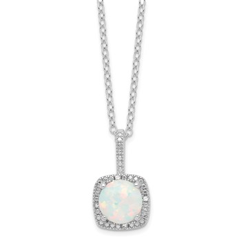 SS Created Opal and Diamond Necklace
