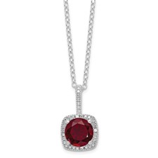 Image of SS Created Ruby & Diamond Pend w/ chain