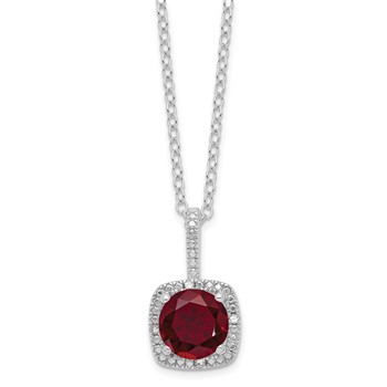 SS Created Ruby & Diamond Pend w/ chain