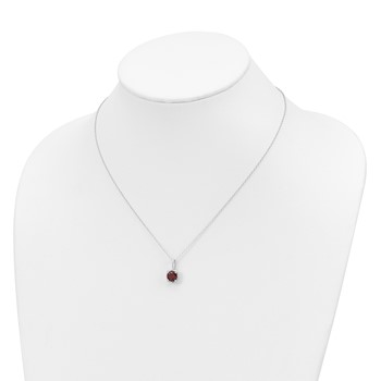 SS Garnet and Diamond Pend Necklace — alternate view
