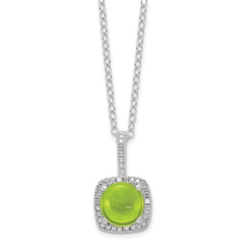 SS Peridot and Diamond Pend Necklace