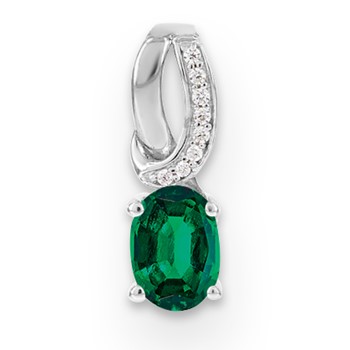 SS Created Emerald & Diamond Pend