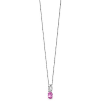 SS Created Pink Sapphire & Diamond Pend — alternate view
