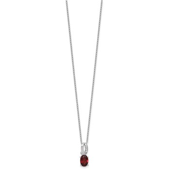 SS Garnet and Diamond Pend Necklace — alternate view