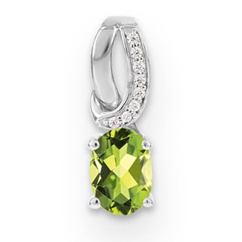 SS Peridot & Diamond Pendant
