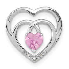 Image of Sterling Silver Created Pink Sapphire Heart Chain Slide