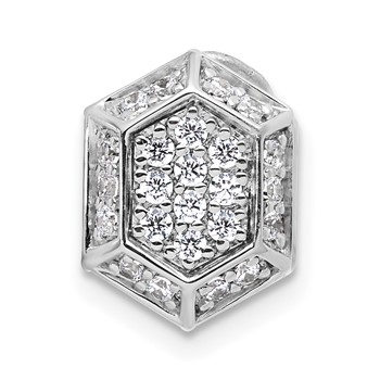 Sterling Silver CZ Dumbbell Pendant — alternate view