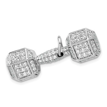 Sterling Silver CZ Dumbbell Pendant