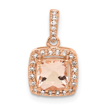 10kr Morganite and Diamond Pendant
