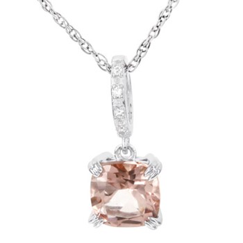 10k Rose Blush Topaz and Diamond Pendant Necklace
