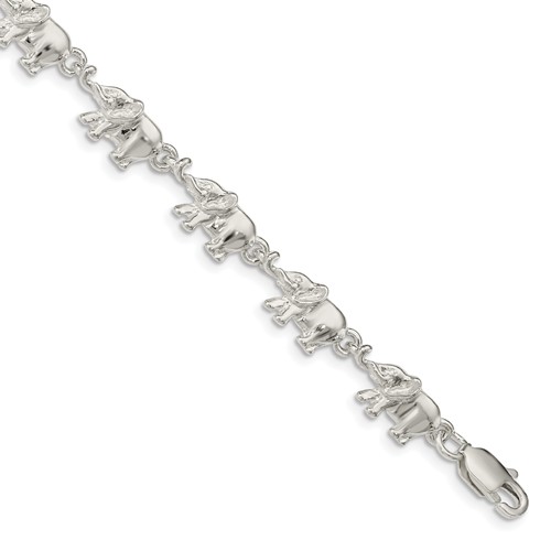 Sterling Silver Elephants Bracelet