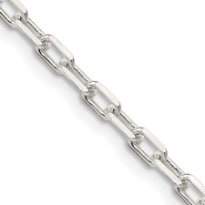 Image of Sterling Silver 2.9mm Diamond-cut Long Link Cable Chain