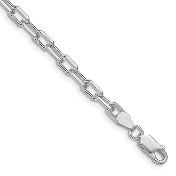 Amore La Vita Sterling Silver Rhodium-plated Polished 4.3mm Diamond-cut 7 inch Open Link Cable with Lobster Clasp Charm Bracelet