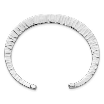 Sterling Silver Polished Hammered Open Bangle — alternate view