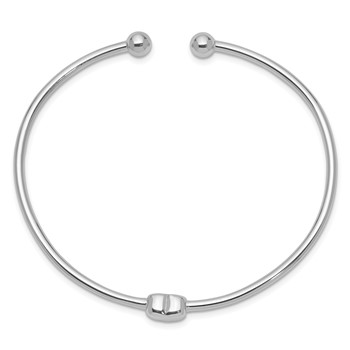 Sterling Silver Rhodium-plated Heart Cuff Bangle — alternate view