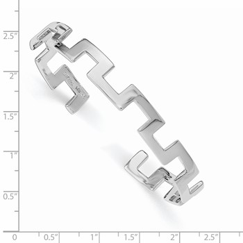 Sterling Silver Rhodium-plated Polished Fancy Cuff Bangle — alternate view