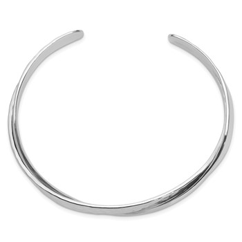 Sterling Silver Rhodium-plated Textured Cuff Bangle — alternate view