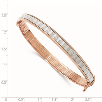 Sterling Silver Rose-tone with Glitter Hinged Bangle — alternate view