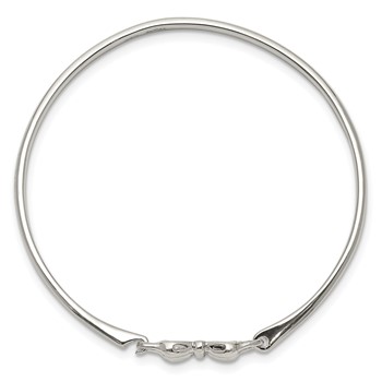 Sterling Silver Polished Bow Baby Bangle Bracelet — alternate view