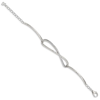 Sterling Shimmer Sterling Silver Rhodium-plated 33 Stone CZ Infinity Symbol Bracelet — alternate view
