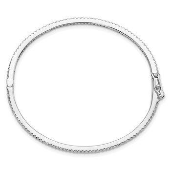 Sterling Shimmer Sterling Silver Rhodium-plated 115 Stone CZ Hinged Bangle Bracelet — alternate view