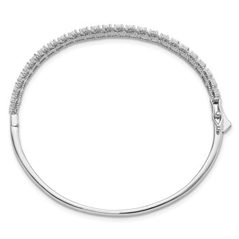 Sterling Shimmer Sterling Silver Rhodium-plated 25 Stone CZ Hinged Bangle Bracelet — alternate view