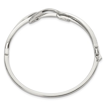 Sterling Shimmer Sterling Silver Rhodium-plated 83 Stone CZ Hinged Bangle Bracelet — alternate view
