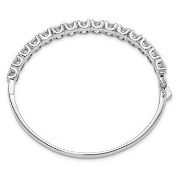 Sterling Shimmer Sterling Silver Rhodium-plated 15 Stone CZ Hinged Bangle Bracelet — alternate view