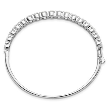 Sterling Shimmer Sterling Silver Rhodium-plated 17 Stone CZ Hinged Bangle Bracelet — alternate view