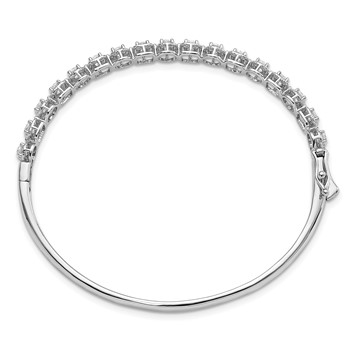 Sterling Shimmer Sterling Silver Rhodium-plated 17 Stone CZ Hinged Bangle Bracelet — alternate view