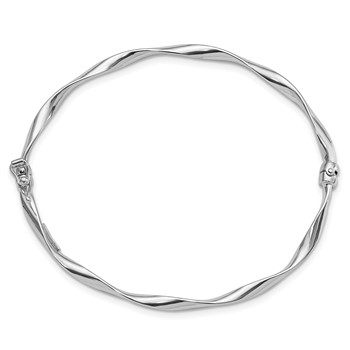 Sterling Silver Rhod-plated Polished 3mm Twisted Hinged Bangle — alternate view