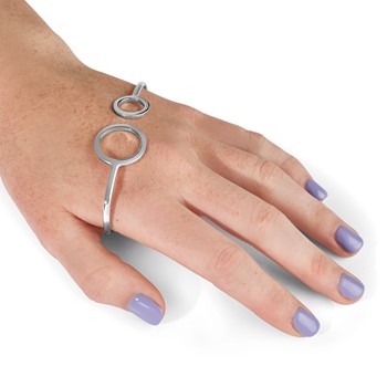 Sterling Silver Rhodium-plated Polished Circles Palm Bangle — alternate view