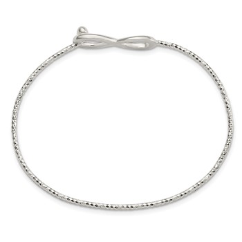 Sterling Silver Diamond Cut Infinity Interlocking Bangle Bracelet — alternate view