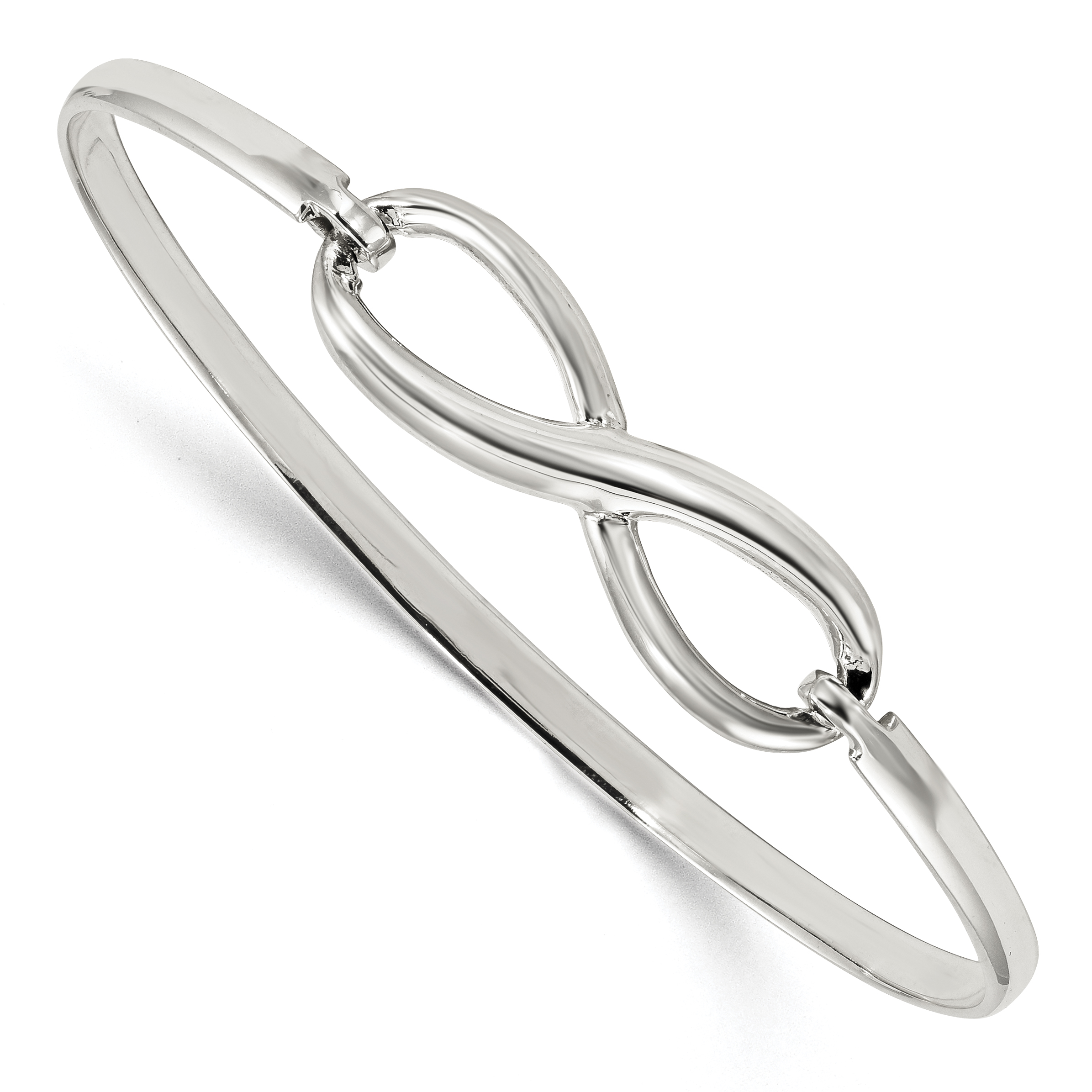 Sterling Silver Rhodium-plated Double Infinity Symbol Bangle