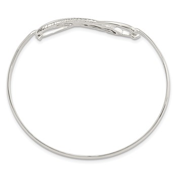 Sterling Silver Infinity w/Feather Bangle Bracelet — alternate view