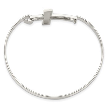 Sterling Silver Polished Cross Bangle — alternate view