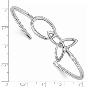 Sterling Silver Rhodium Plated Polished Cuff Bangle — alternate view