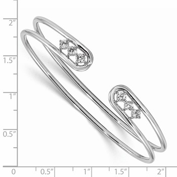 Sterling Silver Rhodium-plated CZ Cuff Bangle — alternate view