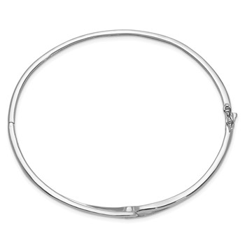 Sterling Silver Rhodium-plated CZ Hinged Bangle — alternate view