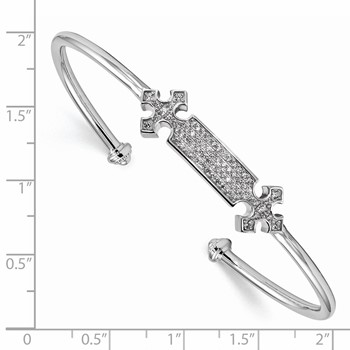 Pure Fire Sterling Silver Rhodium-plated CZ Cross Cuff Bangle — alternate view